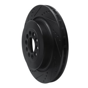 Jaguar XJR Brake Rotor (1) - Front Left - R1 Concepts - Drilled & Slotted - Black - `03-`05